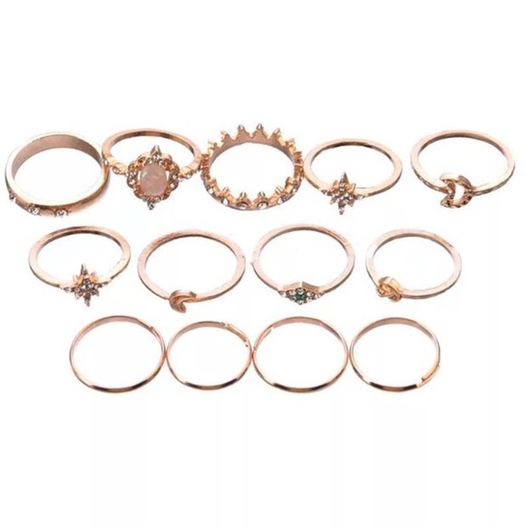 Golden Celestial Princess Midi Ring Set - Picture 2 of 8